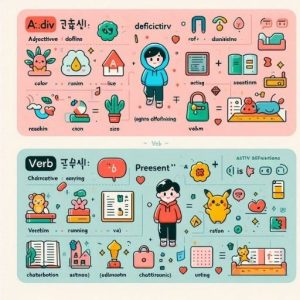 Infographic hướng dẫn cách chia định ngữ của tính từ (A -(으)ㄴ N) trong tiếng Hàn.
