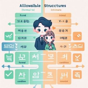 Infographic so sánh các cấu trúc cho phép tiếng Hàn: 아어여도 됩니다 (trang trọng), 아어여도 돼요 (thân mật), (으)면 됩니다 (trang trọng - điều kiện), (으)면 돼요 (thân mật - điều kiện).