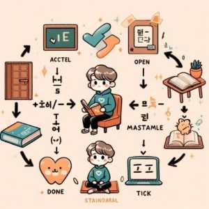 Infographic ngữ pháp tiếng Hàn: Phân biệt cấu trúc diễn tả trạng thái (V 아/어/여 있다) và kết quả (V 게 되다)