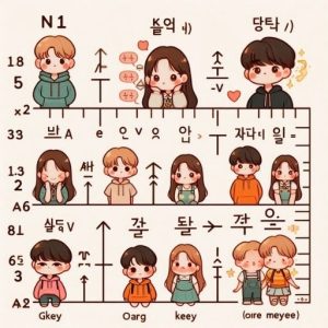 Hình ảnh biểu tượng minh họa các loại so sánh trong tiếng Hàn: hơn, nhất, tương đồng, tăng tiến.