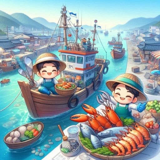 Ảnh: Tàu đánh cá và ngư dân Hàn Quốc với hải sản tươi sống