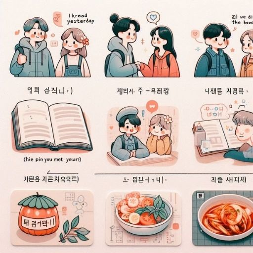 Định Ngữ Của Động Từ (Quá Khứ): V + -(으)ㄴ + N (Danh Từ Mà Đã Làm V) 1 Hình ảnh minh họa động từ bổ nghĩa cho danh từ ở thì quá khứ hoàn thành trong tiếng Hàn (V -(으)ㄴ N).
